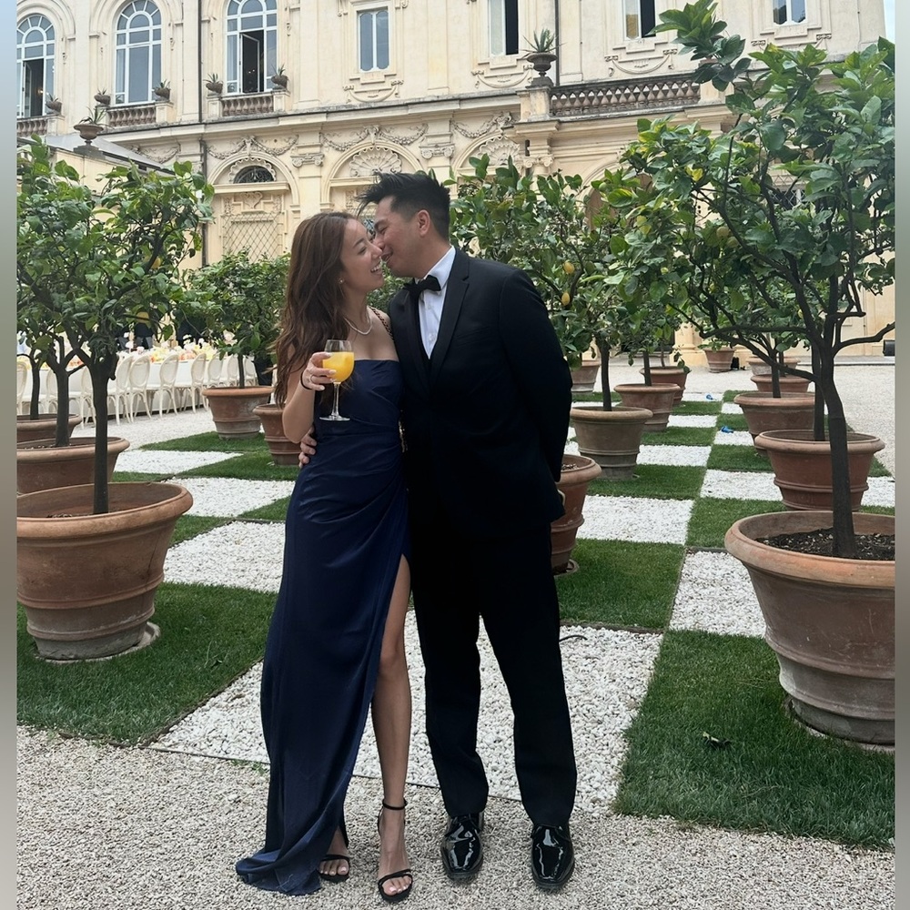 Strapless Midnight Blue Wedding Guest Dress